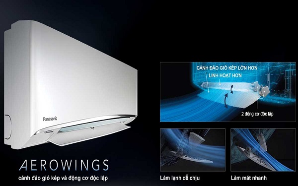 Công nghệ New Aerowings giúp luồng gió thổi xa và rộng hơn