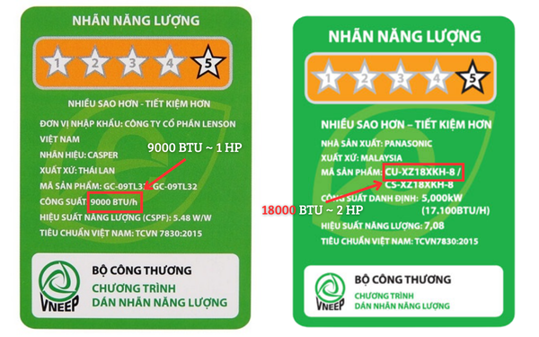 Bạn có thể kiểm tra và nhận biết công suất điều hòa nhanh chóng dựa trên nhãn mác và model