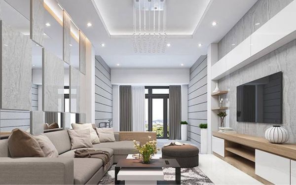 Mẫu thiết kế cho phòng khách có trần cao trên 3 mét