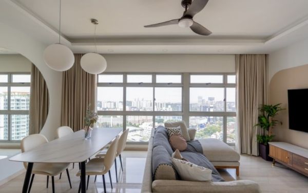 Mẫu trần đơn giản kết hợp cùng quạt gió
