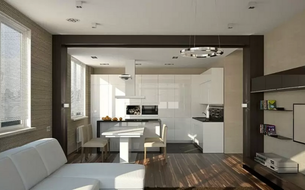 Không gian mở phòng khách liền bếp đơn giản